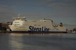 Am 10.2.2014 lag die  Stena Germanica  der Stena Line von der Sonne beschienen am Kai in Kieler Hafen.