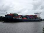 Container-Feeder Barmbek , Monrovia , IMO 9313228 , mu am 20.07.2012 in der NOK-Ausweichstelle Breiholz auf dem Gegenverkehr aus Richtung Brunsbttel stoppen.