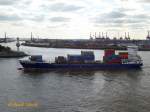BERNHARD SCHEPERS (IMO 9492505) am 26.8.2014, Hamburg, Elbe vor dem Köhlbrand /
Feederschiff / BRZ  12.936 / Lüa 153,8 m, B 23,2 m, Tg 8 m / 1 B&W-Diesel, 9.600 kW, 13.056 PS, 17,5 kn / 1036 TEU, davon 250 Reefers / 2011 bei Sainty Shipbuilding, China / Eigner: HS Schifffahrt, Operator: Unifeeder, Flagge: Antigua /
