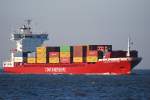 Die Containerships VIII IMO-Nummer:9336244 Flagge:Deutschland Lnge:155.0m Breite:22.0m Baujahr:2006 Bauwerft:Sietas Schiffswerft,Hamburg Deutschland Stellpltze fr 966 TEU passiert am 10.10.10 die
