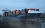Der Containerfrachter  Charlotta (IMO: 9432232), Heimathafen Luxemburg, fhrt auf dem NOK Richtung Brunsbttel.