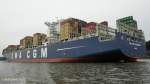 CMA CGM CASSIOPEIA  (IMO 9410765) am 21.9.2012, Hamburg, Elbe, auslaufend Hhe Neumhlen / Aufnahme von einer HADAG-Fhre /  Containerschiff / GT 135.000/ La 363 m, B 45,6 m, Tg 15,5 m / 1 Diesel MAN
