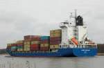 Das  Containerschiff  Hanse Courage (IMO: 9318773) auf dem NOK Richtung Kiel. Baujahr 2005 in China, es  hat eine Lnge von 140,39 m und eine Breite von 22,80 m. Es kann bis zu 830 Container laden. Der Heimathafen ist St. John’s.  Ex-Namen sind X-PRESSELBRUS und GABRIELLA.   Aufgenommen am 04.04.2011.