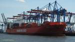 PARANAGUA EXPRESS (IMO 9444728) am 5.8.2013, Hamburg, Elbe, Liegeplatz Athabaskakai /  ex SANTA ISABEL (bis 08.2011), LEBLON (bis 06.2012)  Containerschiff / BRZ 85.676 / La 299,95 m, B 42,8 m, Tg
