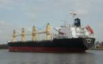 Der Stckgut- und  Containerfrachter Luxury  SW (IMO: 9198379) Panama auf der Fahrt nach Kiel im NOK bei Kudensee.