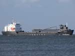  Tinnes (IMO-8008450;L=118;B=21m), ein Schttgutschiff mit Selbstentladevorrichtung ist bei Cuxhaven unterwegs;090828