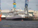COPENHAGEN (IMO 9587867) am 20.6.2014, Hamburg, an der Werftpier von Blohm+Voss. / 
RoPax-Fähre / BRZ 24.000 / Lüa 169,5 m, B 24,8 m, Tg 5,5 m / 15.800 kW, 21.482 PS, 20,5 kn / 2012 bei Volkswerft Stralsund / 
wegen zu hohen Gewichtes im Nov. 2012 von der Reederei Scandlines – wie das Schwesterschiff BERLIN - nicht abgenommen und storniert. Im Jan. 2014 kaufte Scandlines die Fähren für einen weit geringeren Preis von der inzwischen insolventen Werft um sie woanders fertigstellen zu lassen. Anfang Juni 2014 wurden beide nach Hamburg geschleppt um bei B+V Vorarbeiten zum Um- und Weiterbau durchführen zu lassen. Im Juli 2014 wurden sie zur Werft Fayard in Odense in Dänemark geschleppt um dort die Arbeiten zu Ende zu führen /
