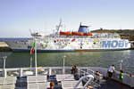 Fährschiff MOBY LALLY  (IMO 7360681) im Hafen von Piombino / Italien. August 2008