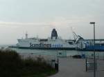 Das Scandlines Fhrschiff  Trelleborg  am 18.10.11 in Sassnitz/Mukran.