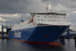 FINNSEA, ein RORO-Fhrschiff aus Helsinki wird im Hafen von Travemnde am 27.04.2013 beladen.