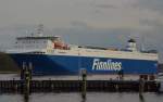 FINNSEA, ein RORO-Fhrschiff Heimathafen Helsinki auslaufend von Travemnde am 27.04.2013.