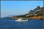 Die Fähre  Green Lipari  ist bereits seit 1967 im Einsatz. Sie kommt zwischen Sizilien und den Liparischen Inseln zum Einsatz. Am 21.02.2024 nähert sie sich der Insel Panarea.