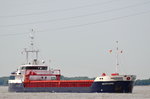 Die Vestfjord IMO-Nummer:9052692 Flagge:Niederlande Länge:82.0m Breite:11.0m Baujahr:1993 Bauwerft:Bijlsma Shipyard,Lemmer Niederlande am 23.07.16 nach Hamburg einlaufend bei Lühe
