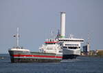 Hestia auf dem Seeweg von Szczecin nach Rostock beim Einlaufen im Rostocker Überseehafen.30.04.2024