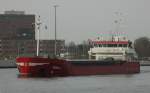 Das Frachtschiff Merel V (IMO: 9279056) mit Heimathafen Hellevoetsluis wurde auf dem NOK bei Rendsburg gesehen. Es fährt Richtung Kiel. Baujahr: 2005, Länge x Breite: 82 m x 13 m. Leergewicht: 3200 t. Aufgenommen am 11.04.2011.
