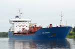 Die BRO Nyborg ex Nyborg Maersk IMO-Nummer:9322695 Flagge:Dnemark Lnge:144.0m Breite:23.0m Baujahr:2007 Bauwerft:Jiangnan Shipyard Group,Shanghai China auf dem Nord-Ostsee-Kanal bei Rendsburg