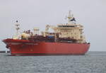 Der LGP-Tanker Navigator Gusto beim Einlaufen am 05.08.2022 in Warnemünde.
