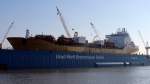 Die Stolt Innovation ist am 28.01.2014 im Dock der Lloyd Werft Bremerhaven. Der Tanker ist 177m lang und 31m breit.