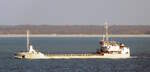 Das 80m lange Baggerschiff VERRAZZANO 1800 am 07.03.24 vor Rostock