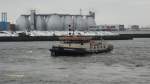 DEEPENSCHRIEWER II am 13.3.2013, Hamburg, Elbe vor dem Fischereihafen bei der Arbeit /    Mess- und Peilschiff der HPA / La 27,5 m, B 8,6 m, Tg 1,35 m / 2 Diesel ges.
