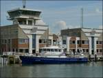 Das Boot der belgischen Wasserschutzpolizei im Hafen von Oostende.