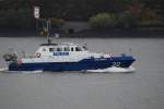 Das Polizeiboot Amerikahft Lnge:19.0m Breite:5.0m auf der Elbe aufgenommen am 26.10.09 vom Yachthafen Finkenwerder.