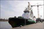 Schlepper Der 2003 gebaute Schlepper STEVNS OCEAN (IMO 9224960) liegt am 12.04.2009 in Cuxhaven. L�nge: 33,5 m, Breite: 11,6 m, Maschinenleistung: 3.700 kw. Heimathafen ist Svendborg in D�nemark.