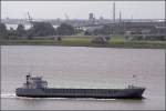 Weser Die 2005 gebaute SKAGENBANK (IMO 9313864) am 28.08.2007 Weser abw�rts fahrend. Sie ist 89 m lang, 14 m breit und hat eine GT von 2999. Heimathafen ist Delfzijl (Niederlande). Gemanagt wird sie von Wagenborg Shipping.