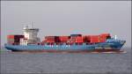 Containerschiffe Die 2008 gebaute CAFER DEDE (IMO 9365831) am 12.04.2009 einlaufend Elbe. Sie ist 184 m lang, 28 m breit und hat eine GT von 21092. Sie f�hrt unter der Flagge der Marshall Islands.