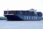 Containerschiffe CMA CGM Thalassa Flagge:Zypern Heimathafen:Limassol Baujahr:2008 IMO-Nr.:9356294 L�nge:347,50m Breite:45,20m Max. Tiefgang:15,50m BRZ:128.600 beim einlaufen in den Hafen von Hamburg am 23.06.09