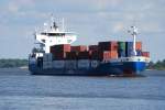 Feeder Die Nyland IMO-Nummer:9116187 Flagge:Niederlande L�nge:100.0m Breite:16.0m aufgenommen auf der Elbe beim verlassen des Hamburger Hafens am 23.06.09