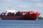 Containerschiffe Die Cap Akritas IMO-Nr.:8703397 Baujahr:1987 Flagge:Hong Kong L�nge:251.0m Breite:32.0m beim auslaufen aus dem Hamburger Hafen am 23.06.09   