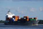 Feeder Die Planet V IMO-Nummer:9087532 Flagge:Deutschland L�nge:116.0m Breite:16.0m beim auslaufen aus den Hafen von Hamburg am 23.06.09