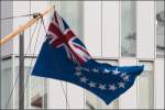 Australien und Ozeanien Cook Islands. Die Flagge flatterte w�hrend der L�tten Sail in Bremerhaven am Heck des Segelschiffes PICTON CASTLE. 28.08.2008.