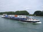 Containerschiffe LEYLA ist bei Worms Rheinaufw�rts unterwegs; 080902
