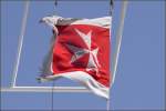 Europa Malta, Handelsflagge. Die Flagge weht auf dem F�hrschiff GAUDOS. 31.03.2009