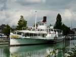 Thuner See Dampfschiff  BL�EMLISALP  bei der Schiffanlegestelle beim Bahnhof Thun am 20.03.2009