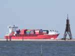 Containerschiffe Navi Baltic(IMO-9386718;L=168;B=26m) erreicht bei der Kugelbake in Cuxhaven die Gew�sser der Elbe;090824