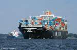 Containerschiffe Die Hanjin Beijing auf der Elbe bei Gr�nendeich am 06.08.06.