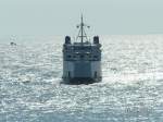 Passagier- und RoRo-Frachtschiffe (F�hren) MF Holger Danske kurz vor R�dby Havn (aufgenommen von einer davor in R�dby Havn einlaufenden Scandlines-F�hre) am 9.8.2004