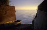 Bodensee Lichtstimmung mit kleinem Boot. 10.1998, Scan vom Dia (Matthias)