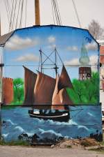 Wagen- Wandbilder im Greifswalder Museumshafen am 14.04.2010  ...