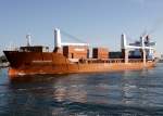 Die MS Spiegelgracht beim auslaufen aus den Rostock-Warnem�nder Hafen.
Aufgenommen am ...
