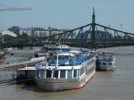 Viking Sky wartet in Budapest zwischen die Szabads�g-Br�cke und die ...