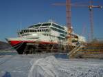 Die M/S Midnatsol w�hrend der Baufase in der Fosen MV ...