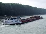 Frachtschiffe CONDOR ist vor Speyer Flu�abw�rts mit einer Ladung Schrott unterwegs; 080902