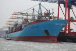 Die Clementine Maersk IMO-Nummer:9245770 Flagge:Dnemark Lnge:347.0m Breite:42.0m festgemacht am Eurogate im Hamburger Hafen am 06.02.10