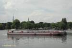 ALSTER CABRIO am 11.6.2012, Hamburg auf der Auenalster  Offenes Fahrgastschiff / La 21,93 m, B 4,27 m, Tg 0,99 m / Alster-Touristik GmbH (ATG) /  
