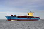 Das Containerschiff  Charlotte Maersk  am 11.09.2011 auf der Auenweser einlaufend Bremerhaven. L: 347m / B: 43m / Tg: 12,5m / 18 kn / Baujahr 2002 / Flagge: DK / IMO 9245744
