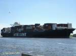 NYK VENUS  (IMO 9312793) am 27.6.2011, Hamburg auslaufend, Hhe velgnne  Container / BRZ 97.825/ La 338,17m, B 45,3m, Tg.